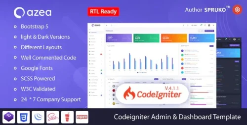 Azea – CodeIgniter Admin & Dashboard Template