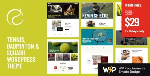 Racquet - Tennis, Badminton &amp; Squash WordPress Theme
