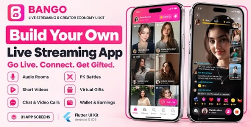 Bango | Live Streaming, Audio Room and Short Video App UI Kit for Flutter
