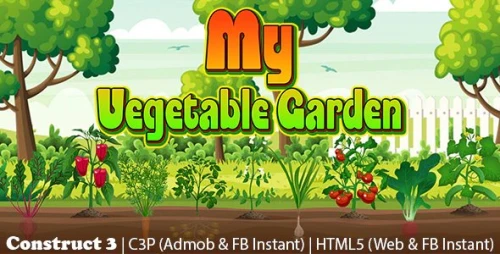 My Vegetable Garden Plantation Game (Construct 3 | C3P | HTML5) Admob and FB Instant Ready