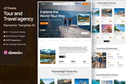 Trivana – Travel Agency & Tour Booking Elementor Template Kit