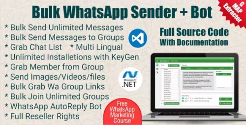 WaSender Bulk WhatsApp Sender + Group Sender + WhatsApp Auto Reply Bot