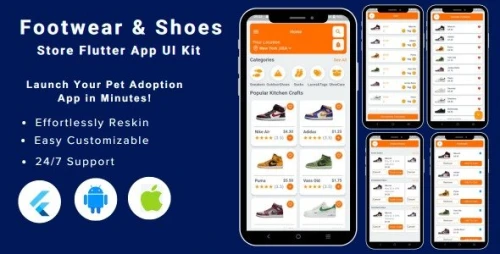 Shoes Store App - Footwear eCommerce Store Flutter Mobile App Ui Kit Template | Android & iOS
