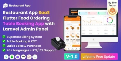 Restaurant App - online Food Ordering Table Booking Restaurant App with Laravel Admin Panel SaaS 3.1