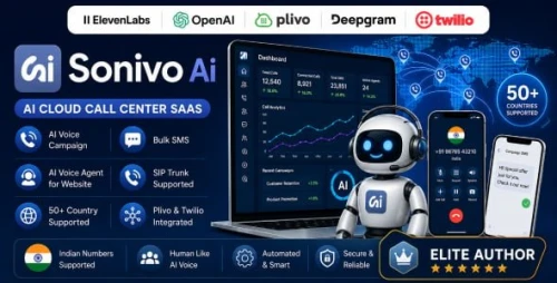 Sonivo - AI Call Center SaaS | AI Voice Agents, CRM, SIP Trunk & Bulk Calling (Nodejs Script)