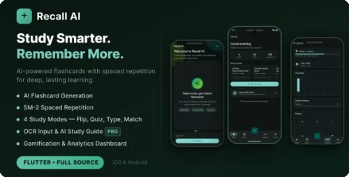 Recall AI – Flutter Flashcard App with AI Generation, Spaced Repetition & In-App Subscriptions