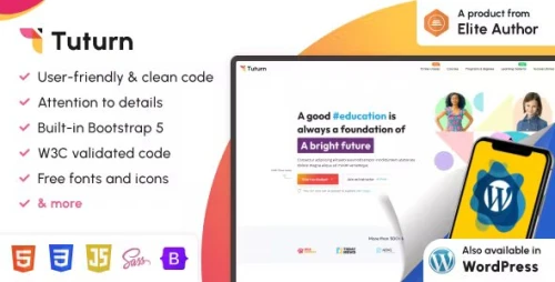 Tuturn - Online tuition and tutor marketplace HTML Template