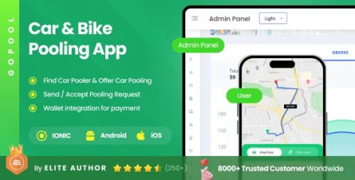 Ride Sharing & Carpooling Full Application | Bike Pooling & Car Sharing App | Gopool