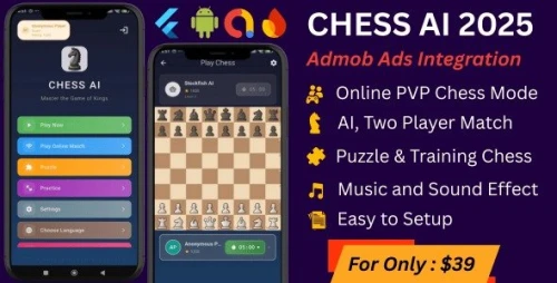 Chess AI 2025 – Multiplayer｜Solo AI Mode｜30K+ Puzzles｜Training｜Music｜24+Board Themes | 37+ Piece