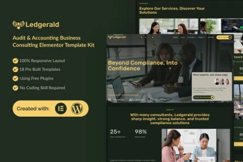 Ledgerald – Audit & Accounting Business Consulting Elementor Template Kit
