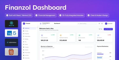 Finanzol - React Financial Dashboard & Admin Template