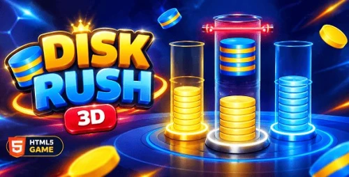 Disk Rush 3D | HTML5 Disk Stacking Arcade Game
