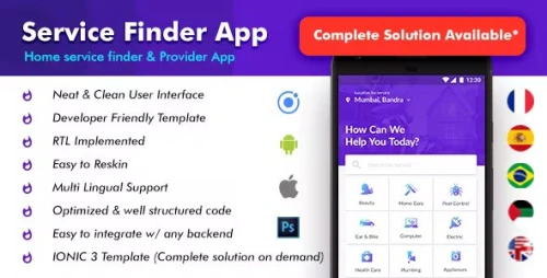 Home Service Finder - Provider - Booking Android + iOS App Template - 2 Apps - HTML+CSS IONIC 3