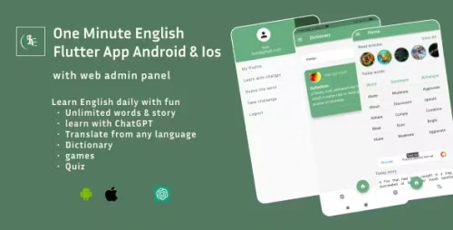 One Minute English | English Learning App with Admob and ChatGPT(Flutter App for Android & Ios)