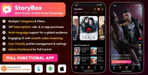 StoryBox – Short Drama & Web Series Video Streaming Flutter App | Android, iOS, Web | Admin Panel