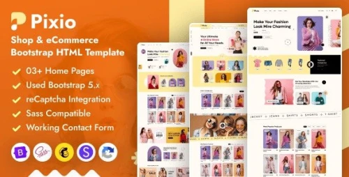 Pixio - Shop & eCommerce Bootstrap HTML Template