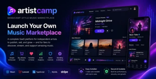 Artistcamp - Bandcamp-Style SaaS Music Marketplace