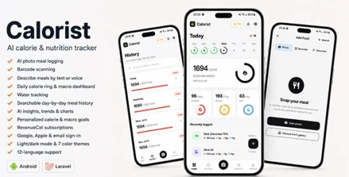 Calorist | Mobile App AI Calorie Tracker With Laravel Admin Panel