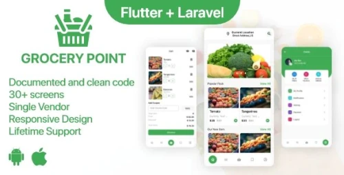 Grocery Point - Online Grocery Shop App in Flutter + PHP Laravel Admin panel