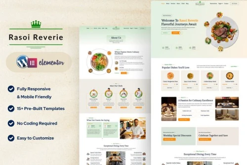 Rasoi Reverie — Restaurant & Cafe Elementor Template Kit
