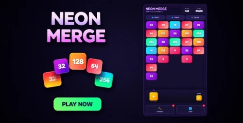 Neon Merge | HTML5 Puzzle Game