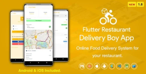 Flutter Restaurant Delivery Boy App for iOS and Android 1.8