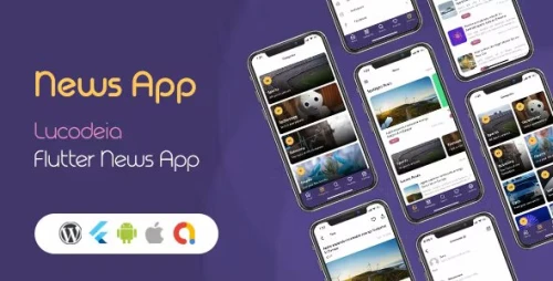 Lucodeia News - Flutter Wordpress News App - Admob - DarkMode