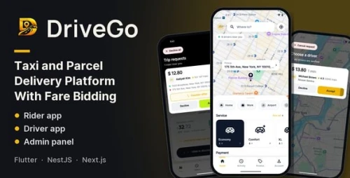 DriveGo - Taxi & Parcel Delivery Platform with Fare Bidding