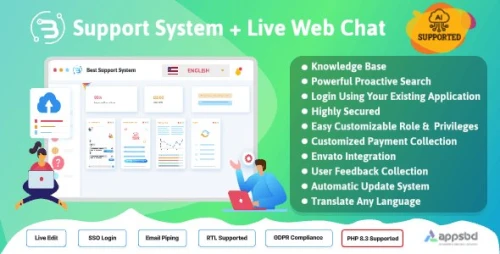 Support System-Live Web Chat & Client Desk & Ticket Help Desk