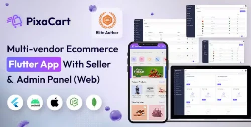 PixaCart - Multi-Vendor eCommerce Flutter App with Website, Admin & Seller Panels(web)