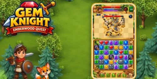 Gem Knight: Emberwood Quest | HTML5 Match3 Game