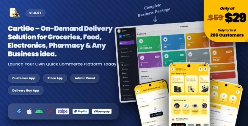 CartiGo – On-Demand Delivery & eCommerce Flutter App | Customer, Store & Rider Apps + Laravel