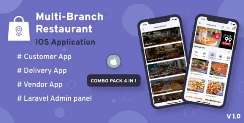 Multi-Branch Restaurant - iOS User + Delivery Boy + Vendor Apps With Laravel Admin Panel