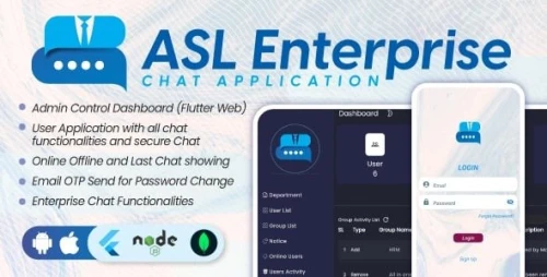Flutter Complete Enterprise Chat Application with Admin Panel based on Node js, Mongodb