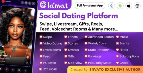 Lamat - Complete Social Dating App | Match, Chat & Video Dating | Dating Mobile App | Online Dating
