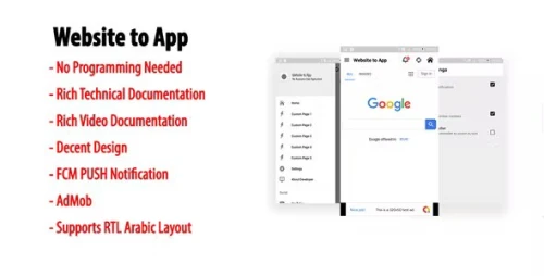 Website to App - Native Universal Android Webview App with Navigation drawer & Custom Pages