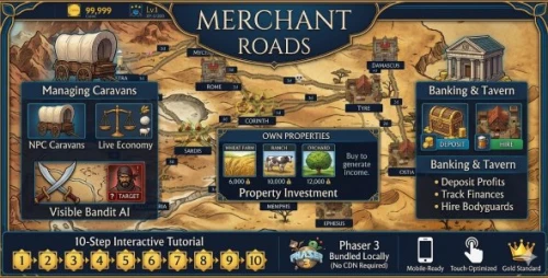 Merchant Roads | Caravan Trading and Management Html5 Game