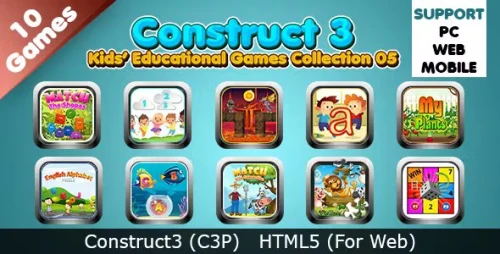 Kids Educational Games Collection 05 (Construct 3 | C3P | HTML5) 10 Games