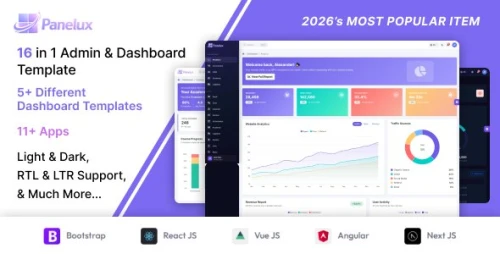 Panelux — Premium Multi-Framework Admin Dashboard Template