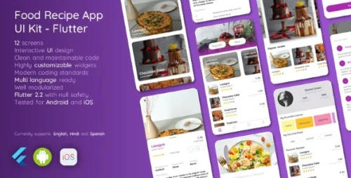 Food Recipes App UI Kit - Flutter