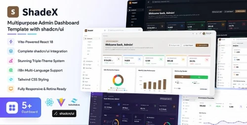ShadeX – Multipurpose Admin Dashboard Template with shadcn/ui