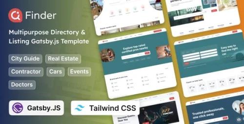 Finder - Multipurpose Tailwind CSS 4 Directory & Listing Gatsby Template