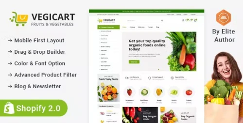 Vegicart - Organic Fruits & Vegitable Store Shopify 2.0 Responsive Theme