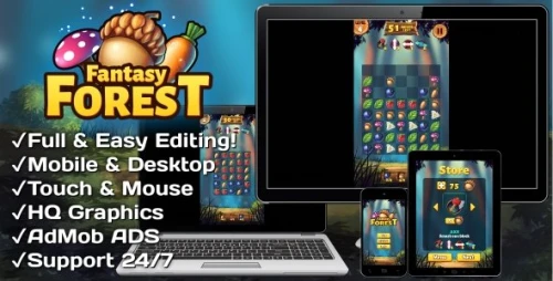 Fantasy Forest - HTML5 + Mobile Game (Construct 3)