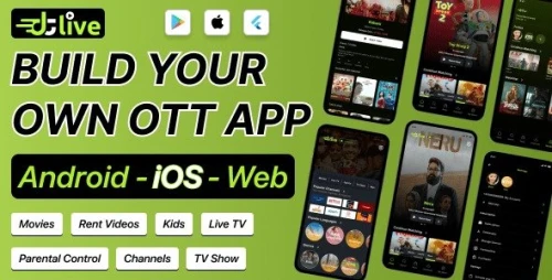 DTLive: Movie, TV Show, OTT, Live TV, Streaming Flutter App (Android, iOS, Web) with Admin Panel