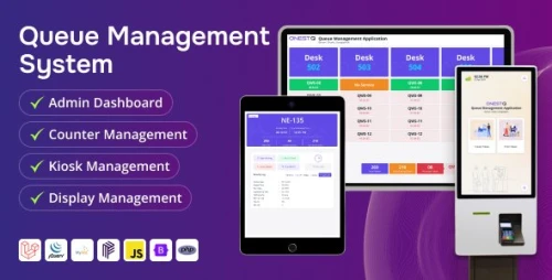 OnestQ – Queue & Token Management System with Kiosk, Counter & Display - Full Application Package