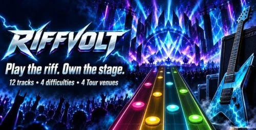 Riffvolt | HTML5 Rock Rhythm Game With 12 Tracks and Tour Mode