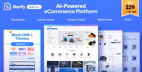 Storify – eCommerce CMS with POS, Multivendor Marketplace, Digital Products & AI Sales Agent