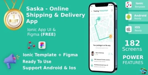 Shipping & Delivery App | UI Kit | Ionic | Figma FREE | Saska