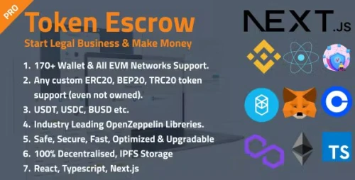 Token Escrow - Decentralised Web3 ERC20, BEP20, TRC20 Supported Escrow Platform